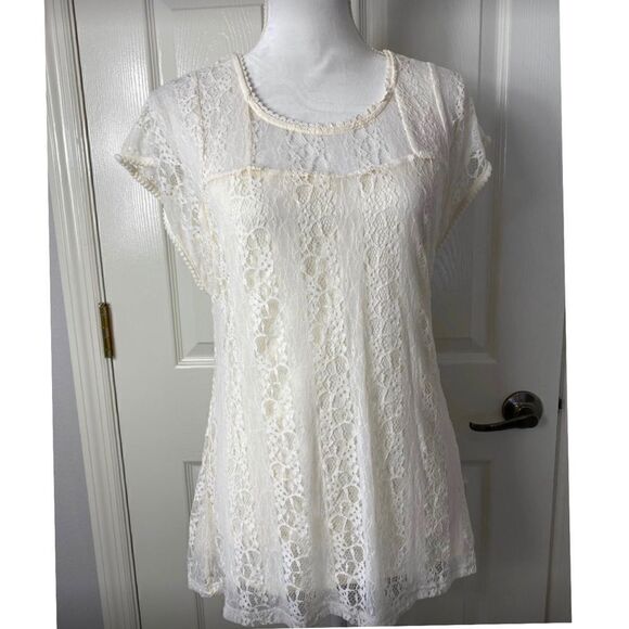 ONE WORLD Misses Medium Lacey Top NWT - Picture 1 of 7